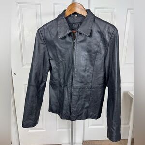 Vintage‎ Mitsu Black Genuine Leather Coat Women’s Size Medium